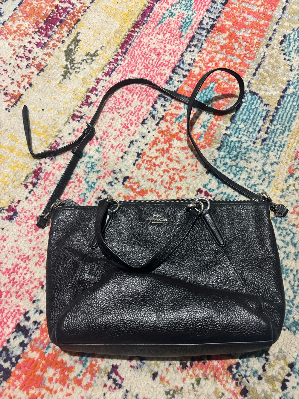 Coach Pebbled Leather Black Crossbody Bag